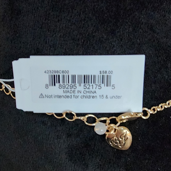 BETSEY JOHNSON Red Pearled Heart Necklace on Gold Chain NWT! - Picture 6 of 8